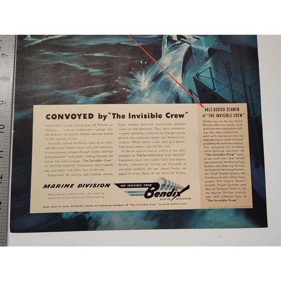 1943 Bendix Print Ad Invisible Crew Naval Radar Sonar Electronics 1940s Wartime - Picture 5 of 7